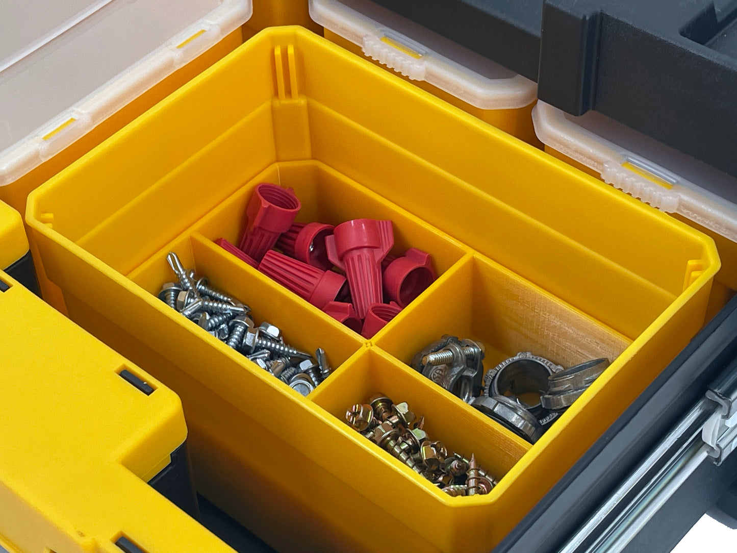Dewalt TSTAK Single Deep Drawer Tool Organizer Box Compatible Large Nesting Bin Set - Yellow