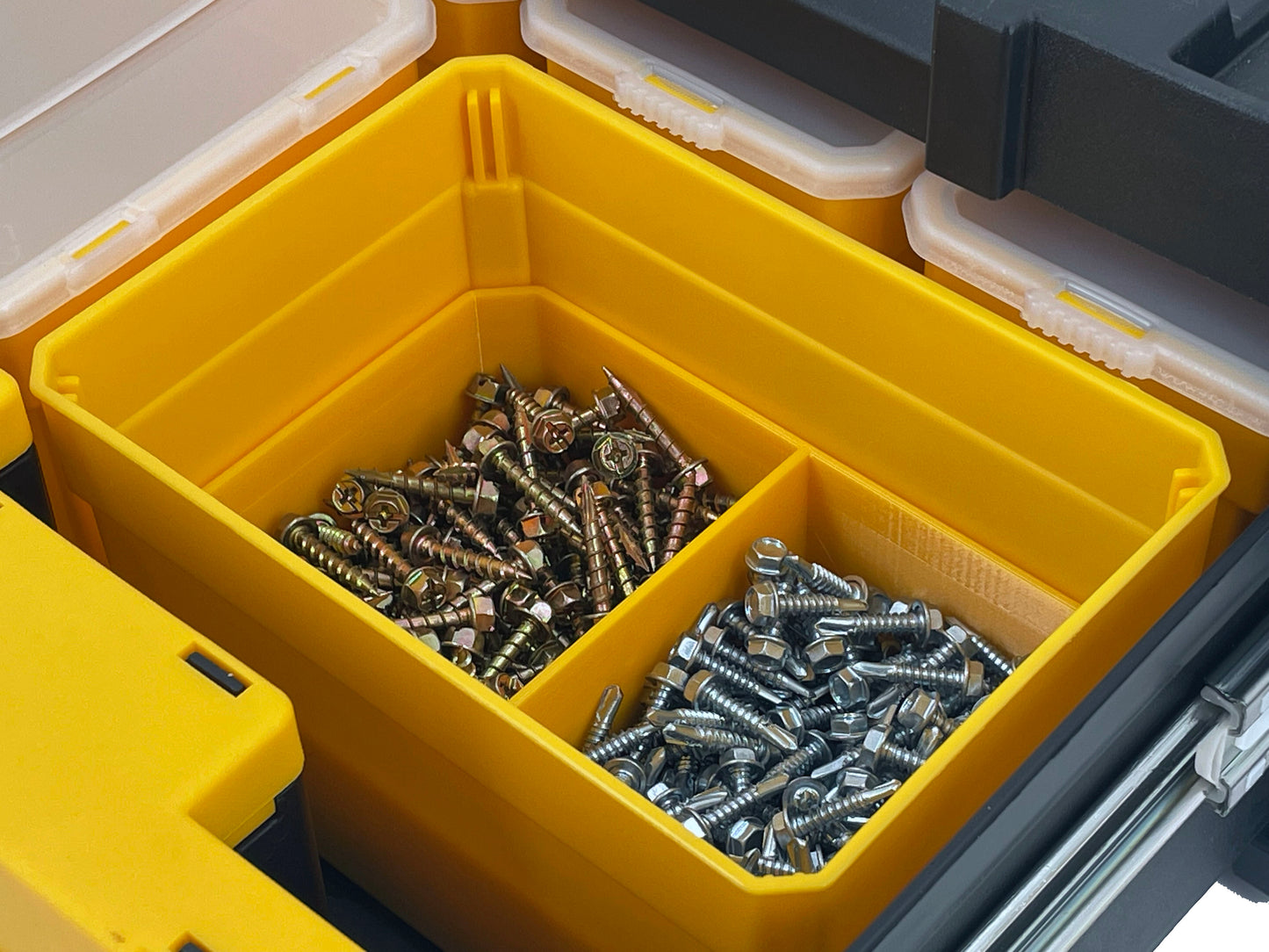 Dewalt TSTAK Single Deep Drawer Tool Organizer Box Compatible Large Nesting Bin Set - Yellow