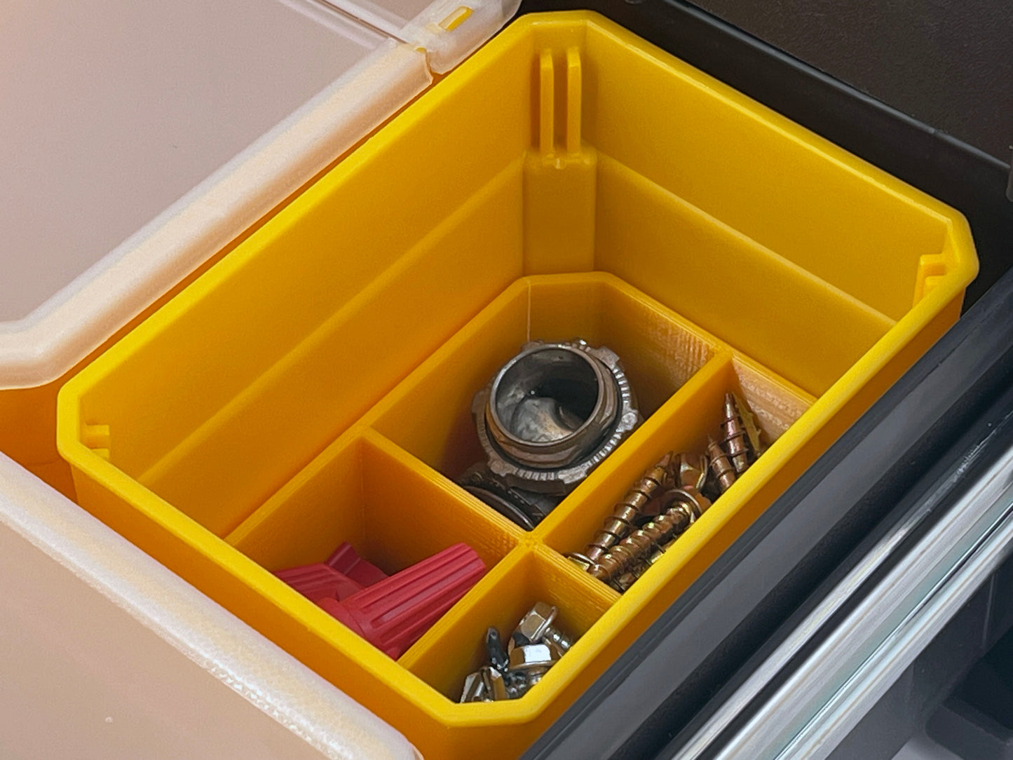 Dewalt TSTAK Single Deep Drawer Tool Organizer Box Compatible Small Nesting Bin Set - Yellow