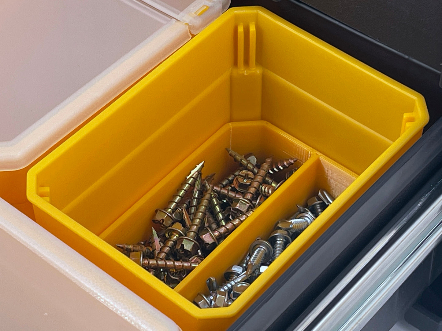 Dewalt TSTAK Single Deep Drawer Tool Organizer Box Compatible Small Nesting Bin Set - Yellow