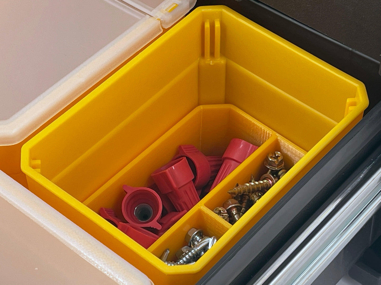 Dewalt TSTAK Single Deep Drawer Tool Organizer Box Compatible Small Nesting Bin Set - Yellow