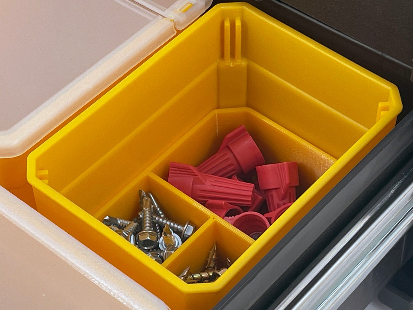 Dewalt TSTAK Single Deep Drawer Tool Organizer Box Compatible Small Nesting Bin Set - Yellow