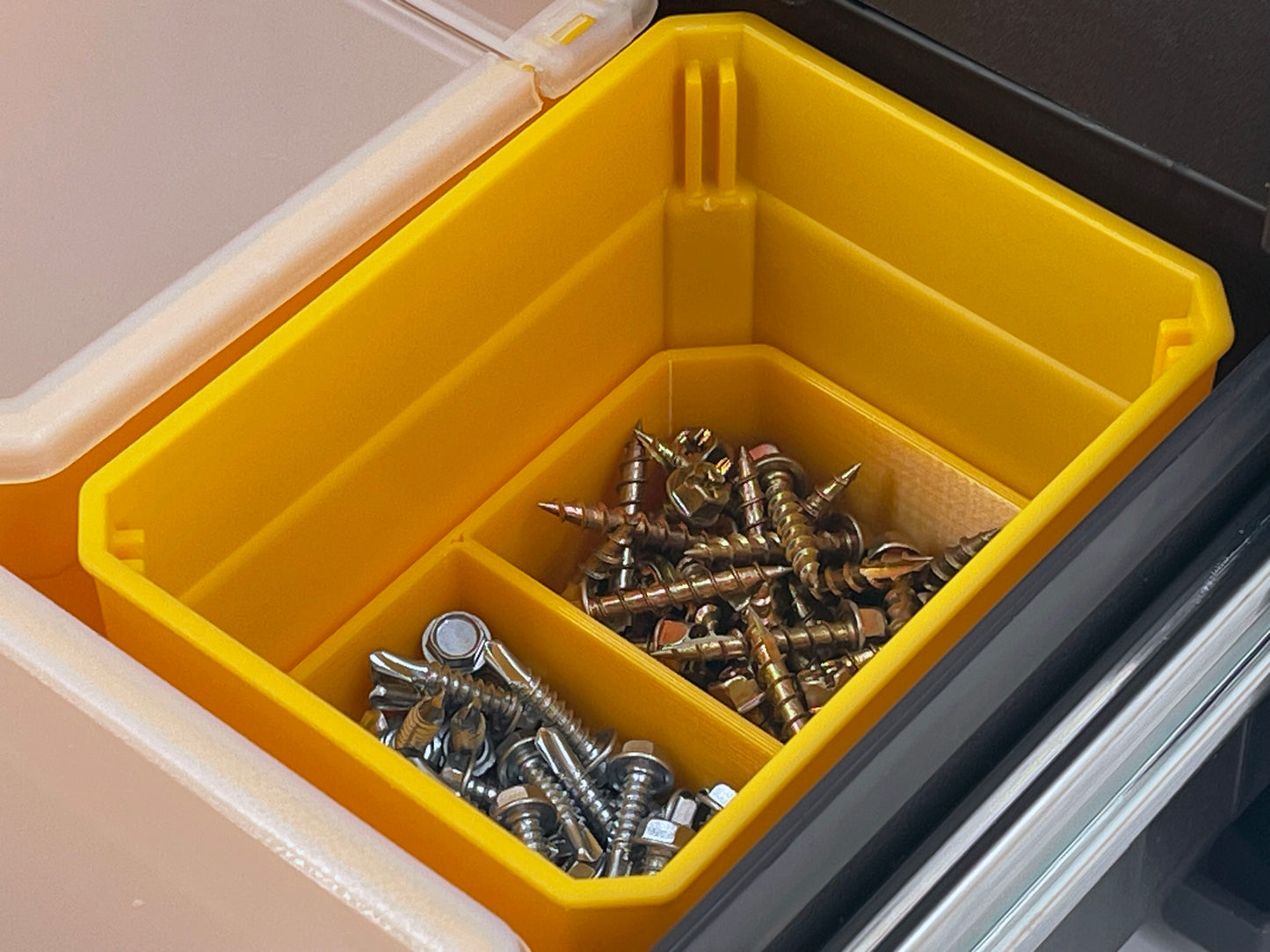 Dewalt TSTAK Single Deep Drawer Tool Organizer Box Compatible Small Nesting Bin Set - Yellow