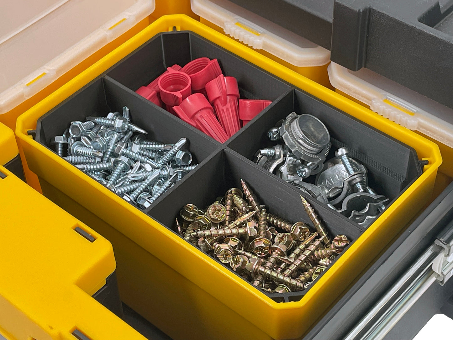 Dewalt TSTAK Single Deep Drawer Tool Organizer Box Compatible Large Nesting Bin Set - Black