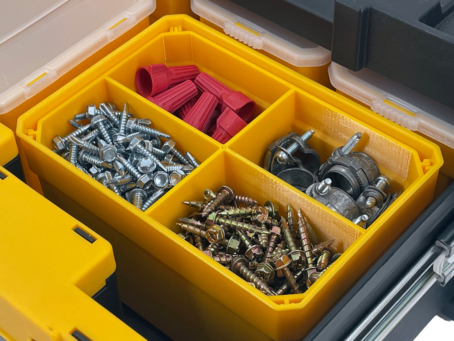 Dewalt TSTAK Single Deep Drawer Tool Organizer Box Compatible Large Nesting Bin Set - Yellow