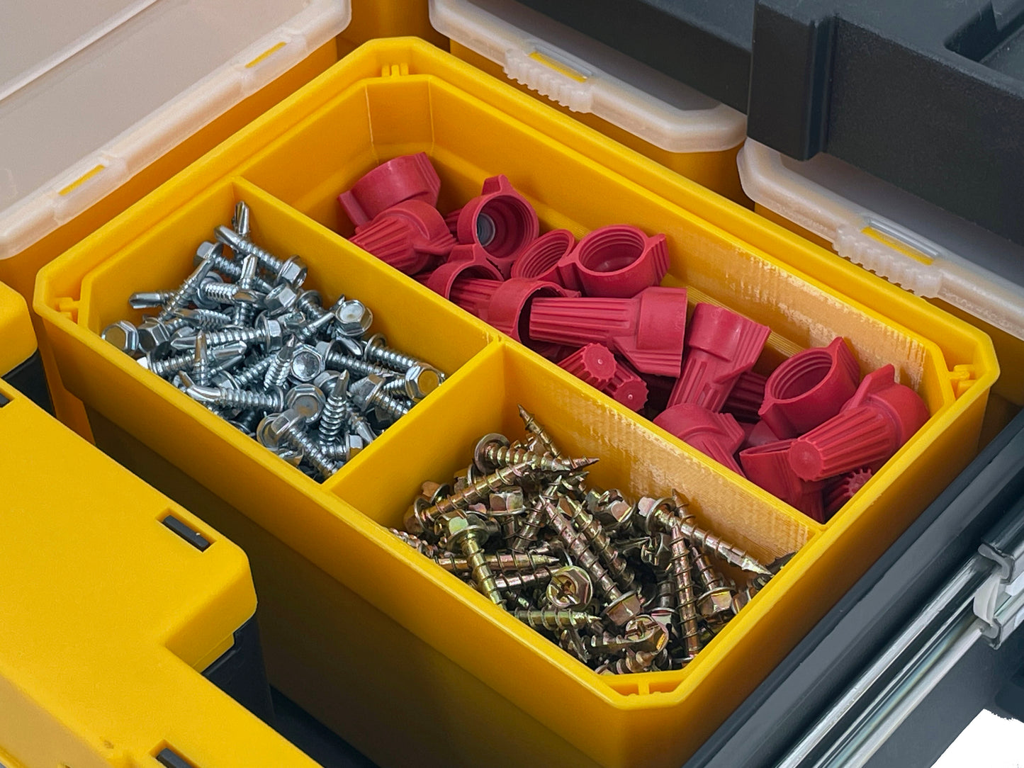 Dewalt TSTAK Single Deep Drawer Tool Organizer Box Compatible Large Nesting Bin Set - Yellow