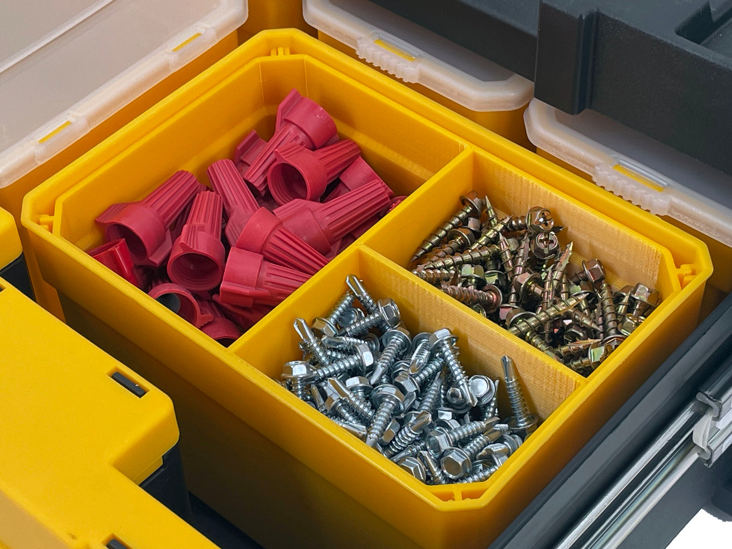 Dewalt TSTAK Single Deep Drawer Tool Organizer Box Compatible Large Nesting Bin Set - Yellow