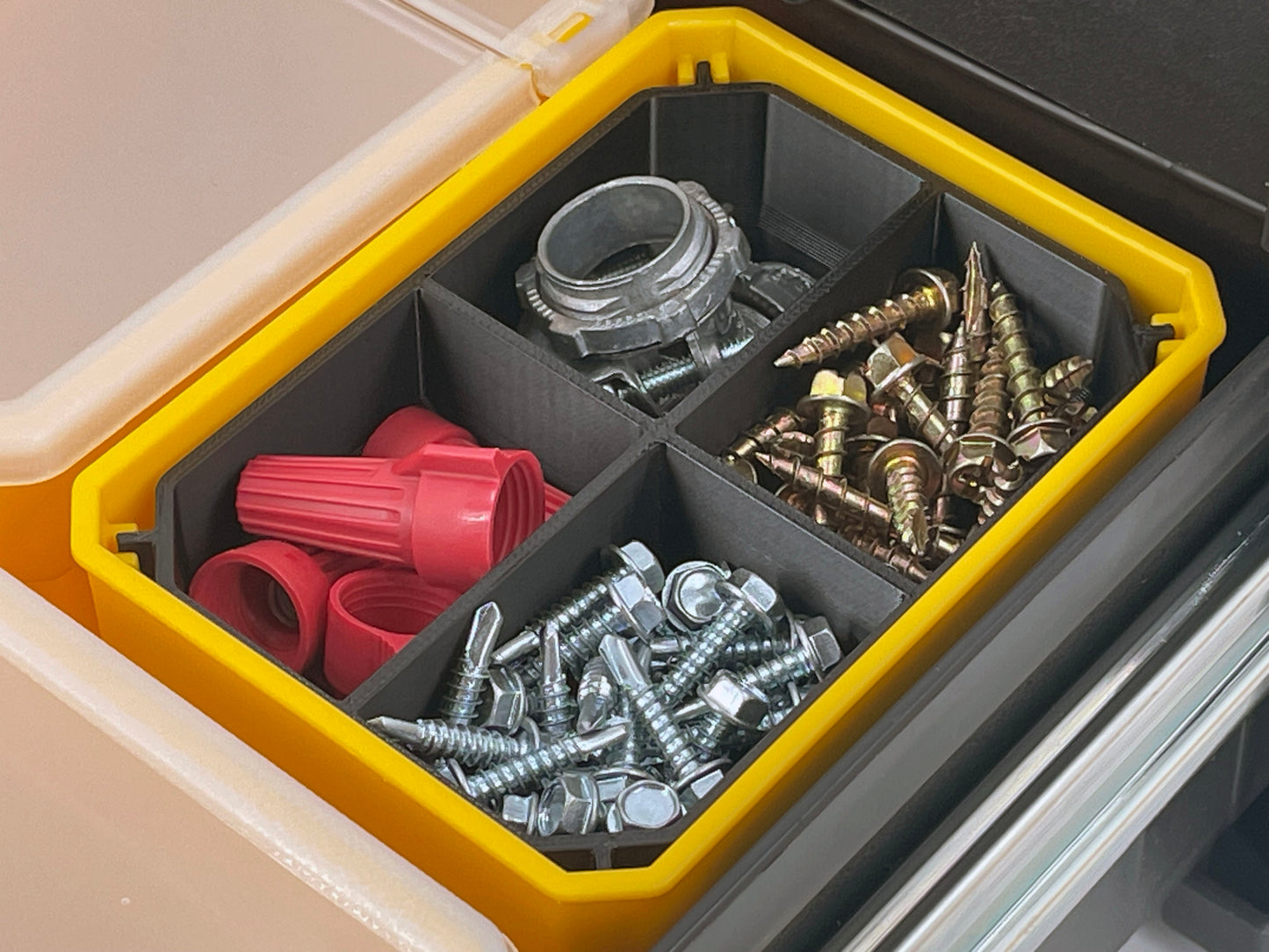 Dewalt TSTAK Single Deep Drawer Tool Organizer Box Compatible Small Nesting Bin Set - Black