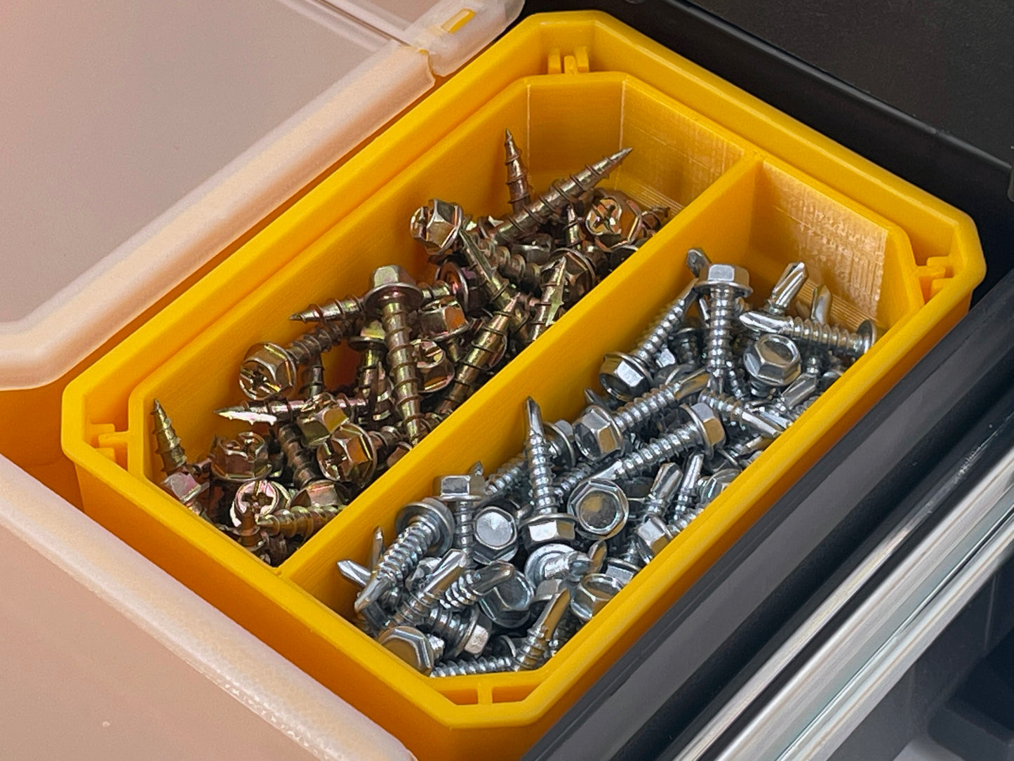 Dewalt TSTAK Single Deep Drawer Tool Organizer Box Compatible Small Nesting Bin Set - Yellow