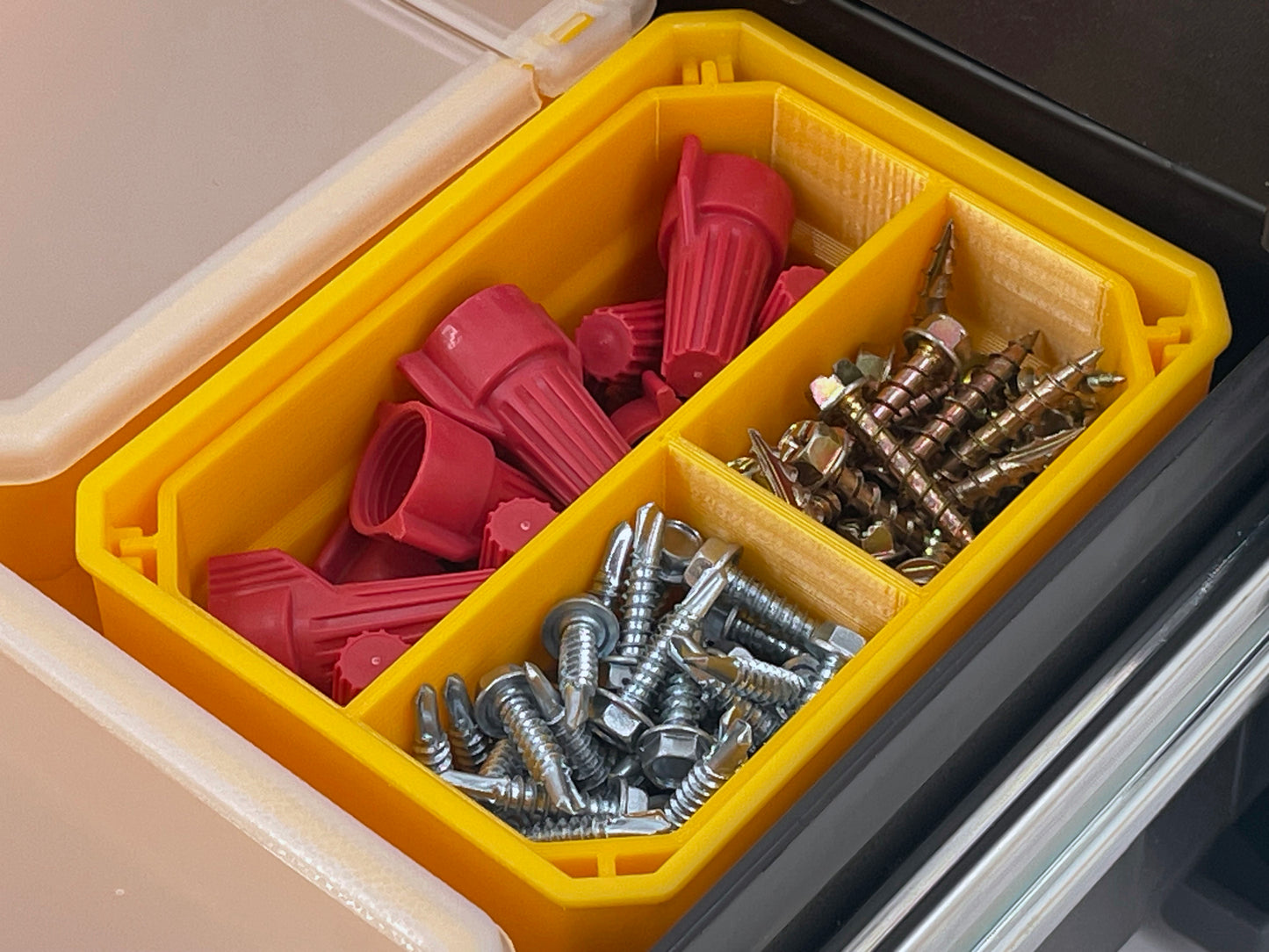 Dewalt TSTAK Single Deep Drawer Tool Organizer Box Compatible Small Nesting Bin Set - Yellow