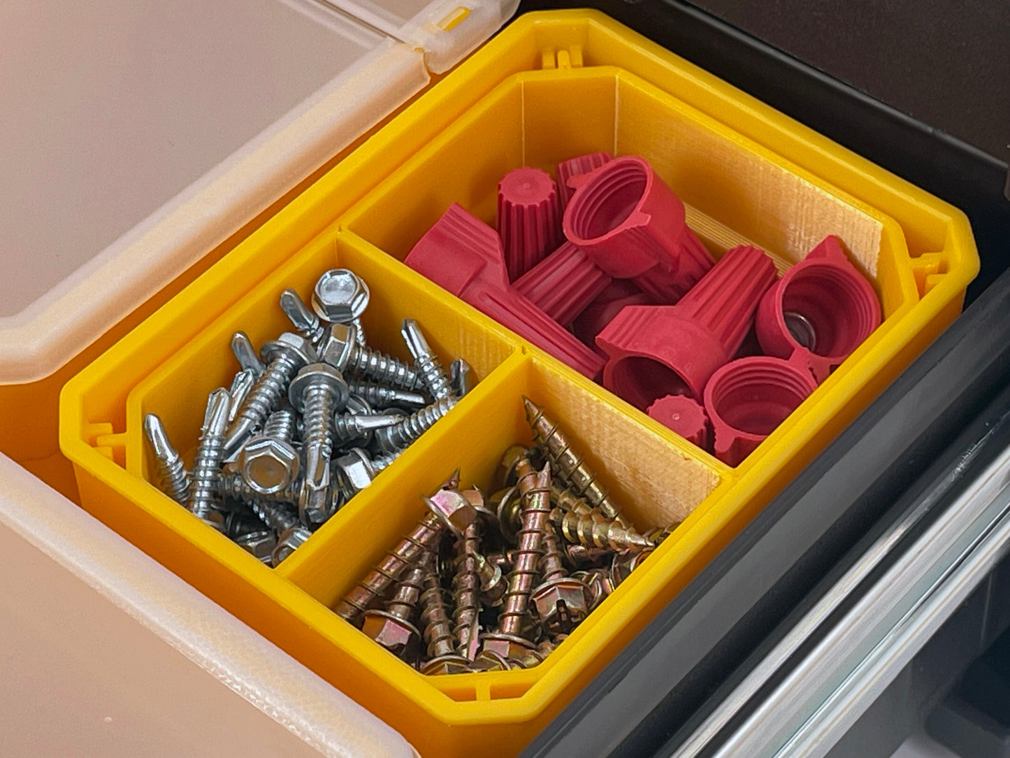 Dewalt TSTAK Single Deep Drawer Tool Organizer Box Compatible Small Nesting Bin Set - Yellow