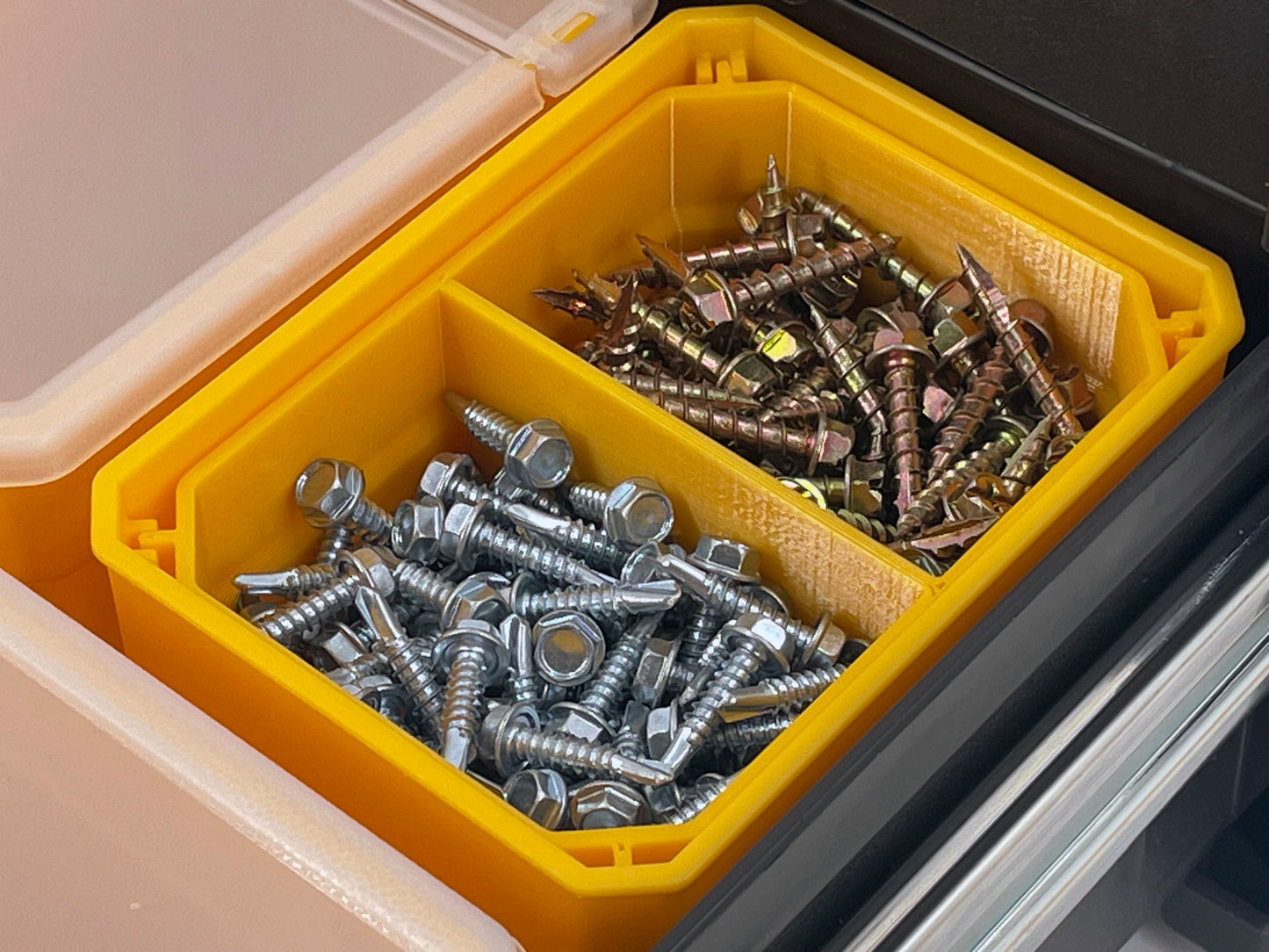 Dewalt TSTAK Single Deep Drawer Tool Organizer Box Compatible Small Nesting Bin Set - Yellow