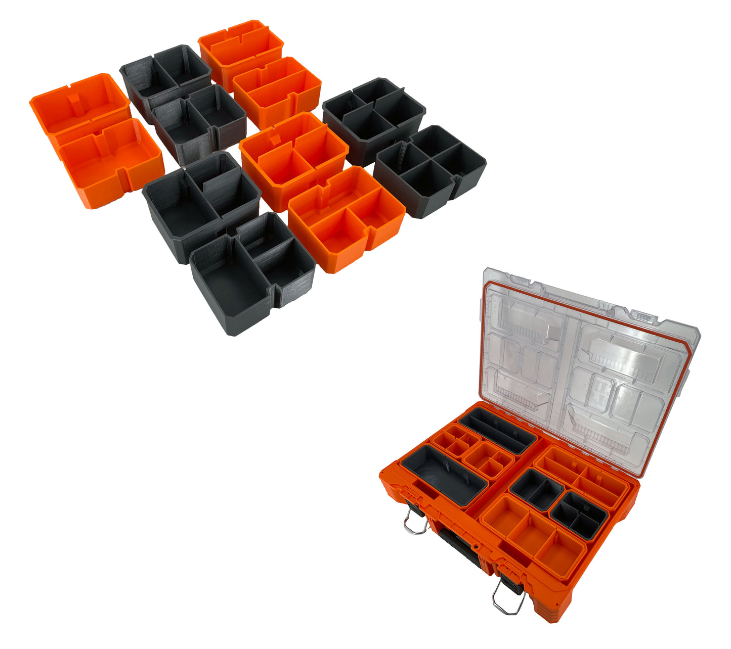 Klein Tools MODbox Tall Component Box Organizer Compatible Small Nesting Insert Bins - Orange