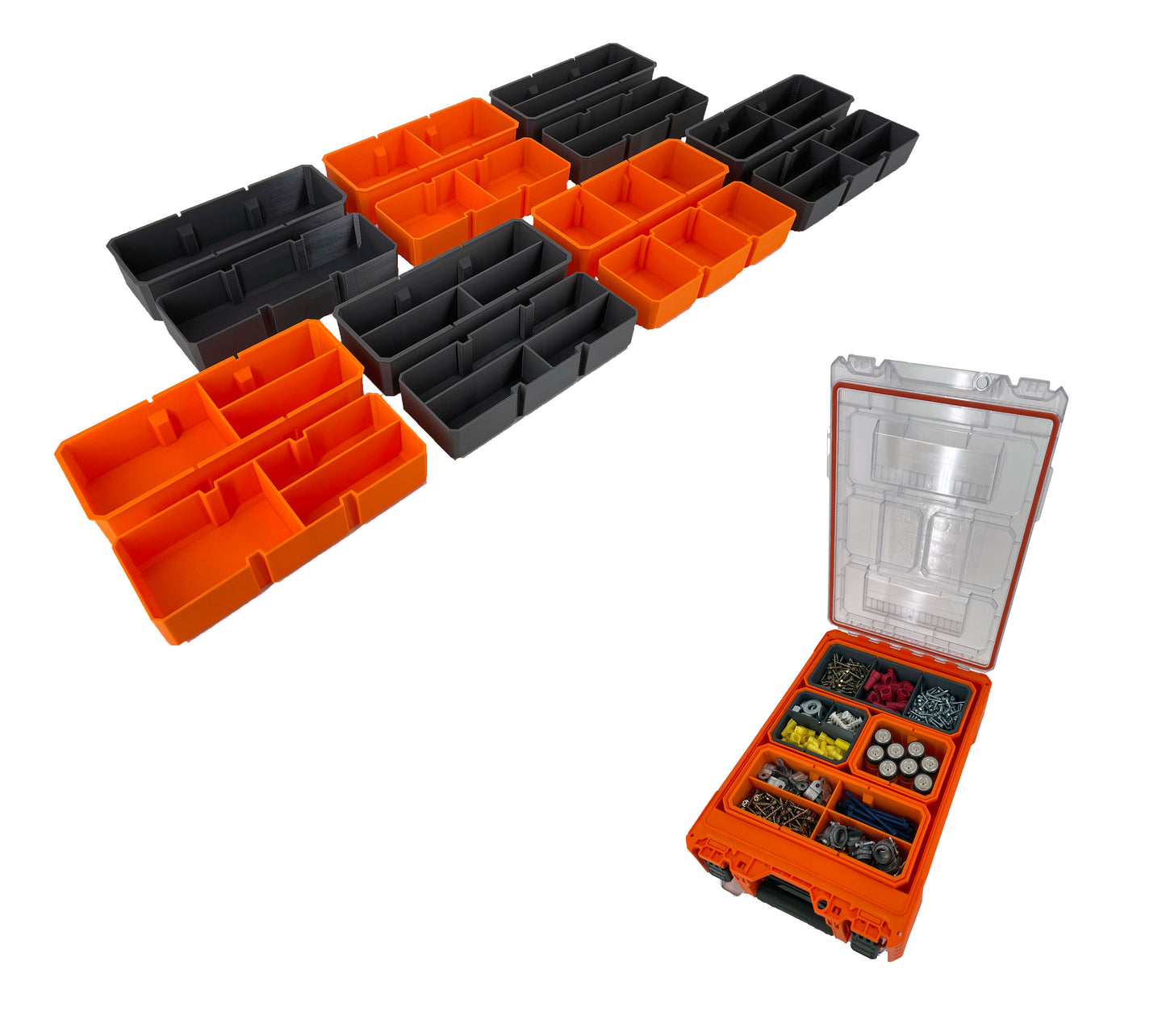 Klein Tools MODbox Tall Component Box, Half Width Organizer Compatible Large Nesting Insert Bins - Gray