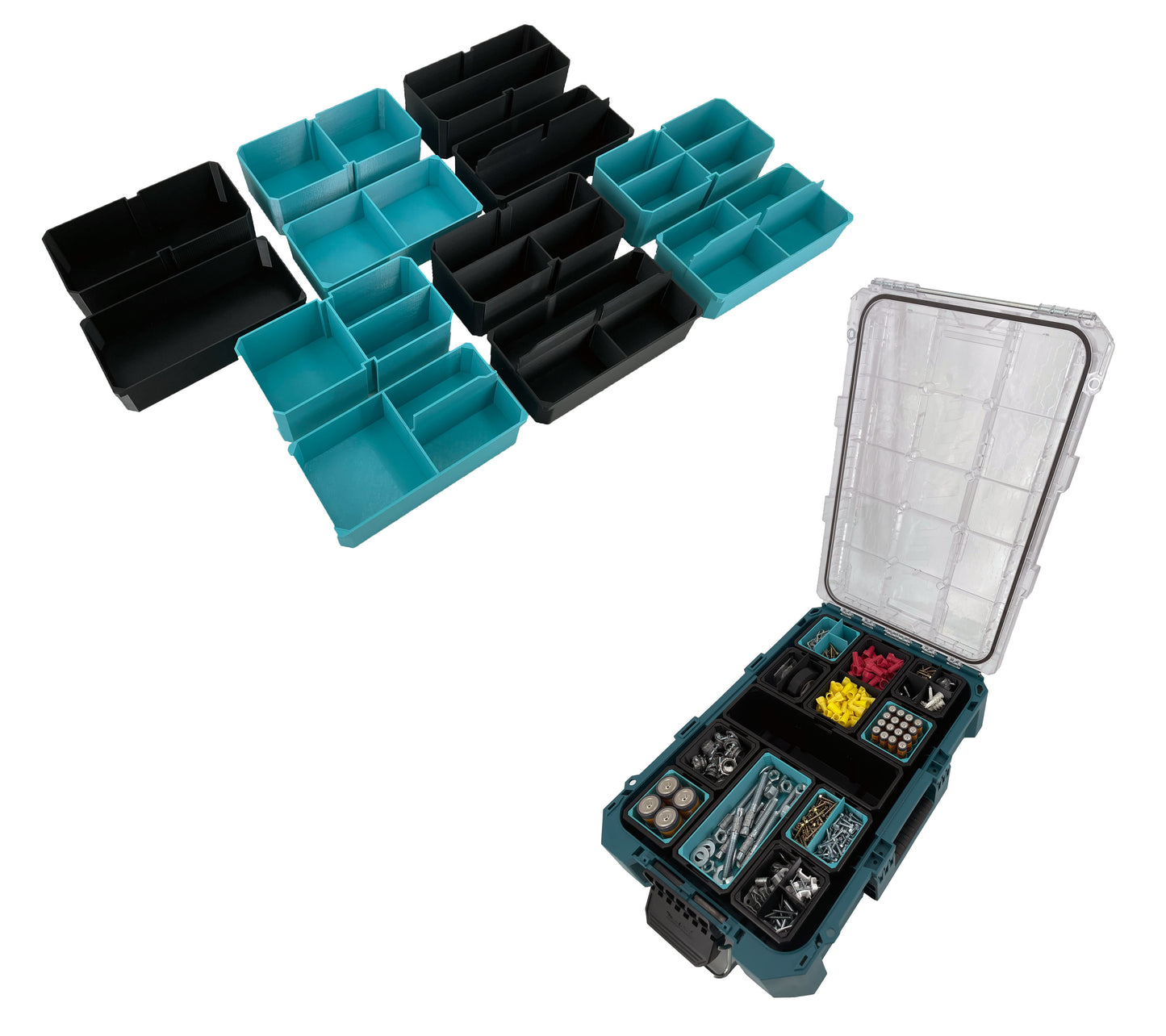 Makita MAKTRAK Deep Medium Organizer Box Compatible Large Nesting Bins - Teal