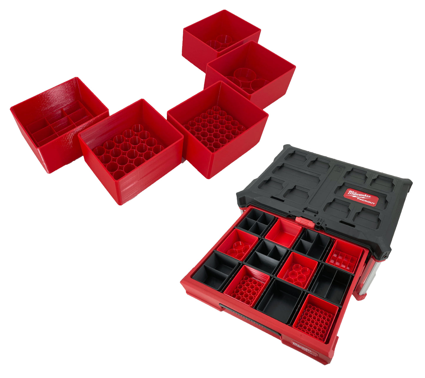 Milwaukee Packout 3 Drawer Tool Organizer Box Compatible Small AA AAA C D 9V Battery Insert Bin