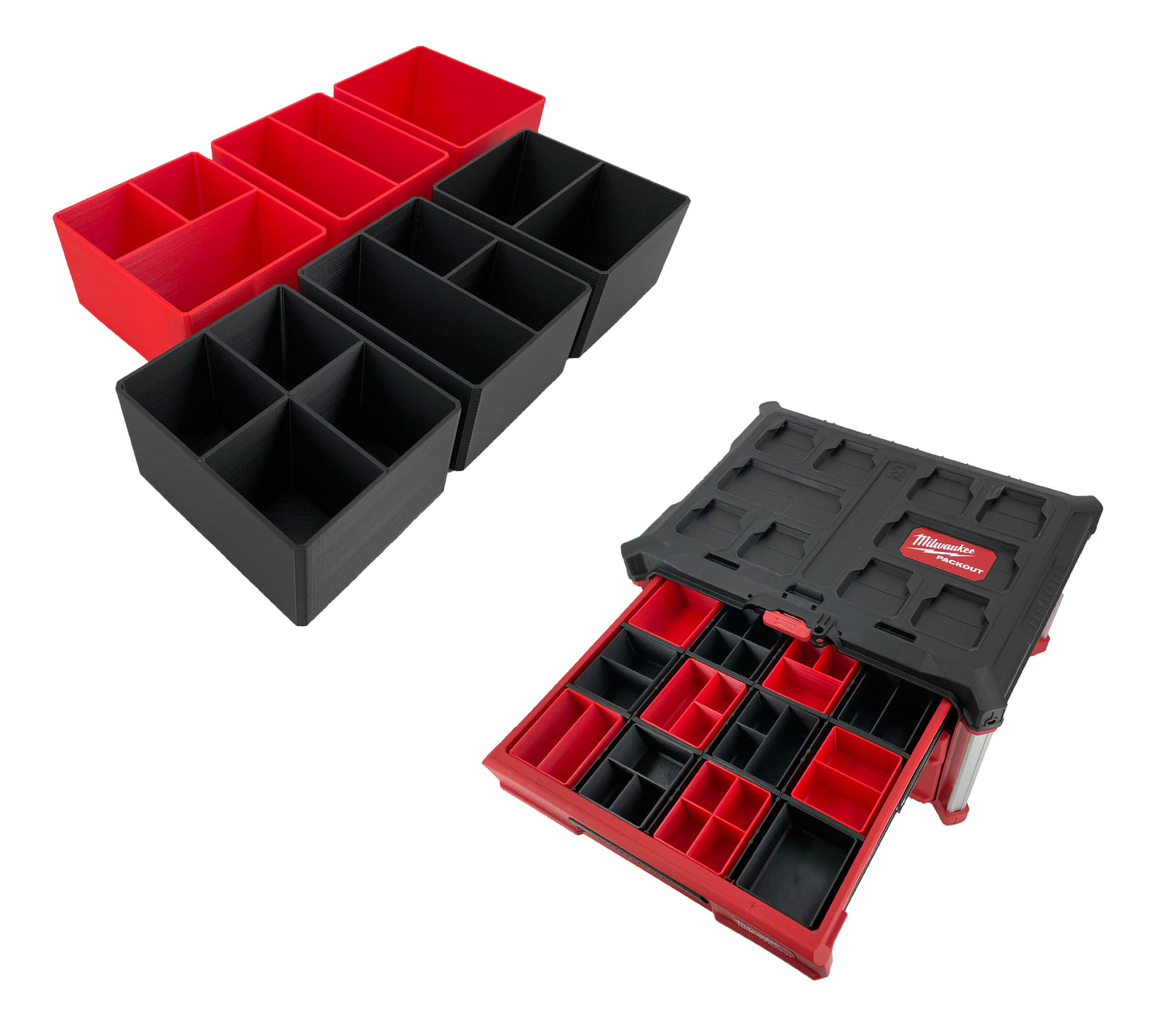 Milwaukee Packout Multi-Depth 3-Drawer (Upper) Tool Box Compatible Small Nesting Bins - Black
