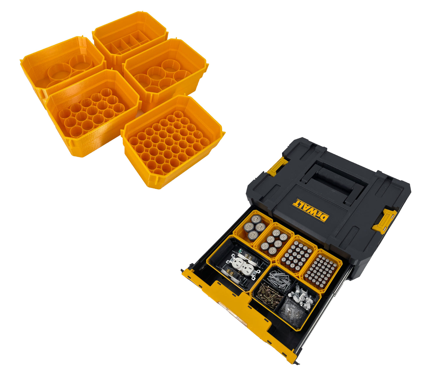 Dewalt TSTAK Single Deep Drawer Tool Compatible AA AAA C D 9V Battery Insert Bin