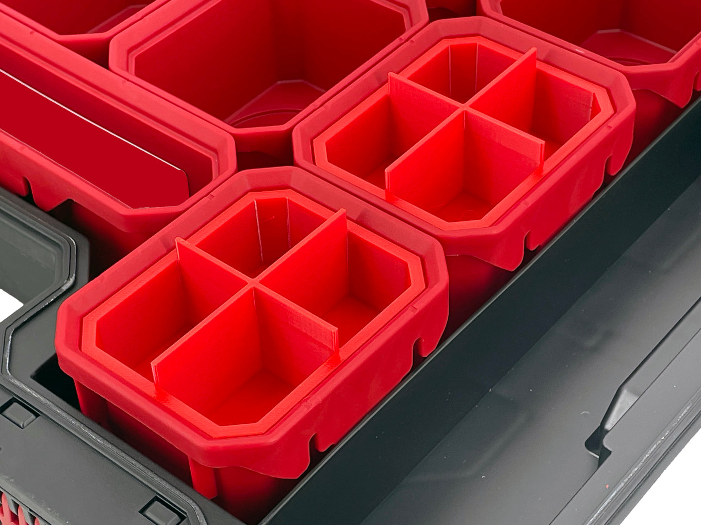 Husky Build-Out Deep Organizer Compatible Small Nesting Bins - Red