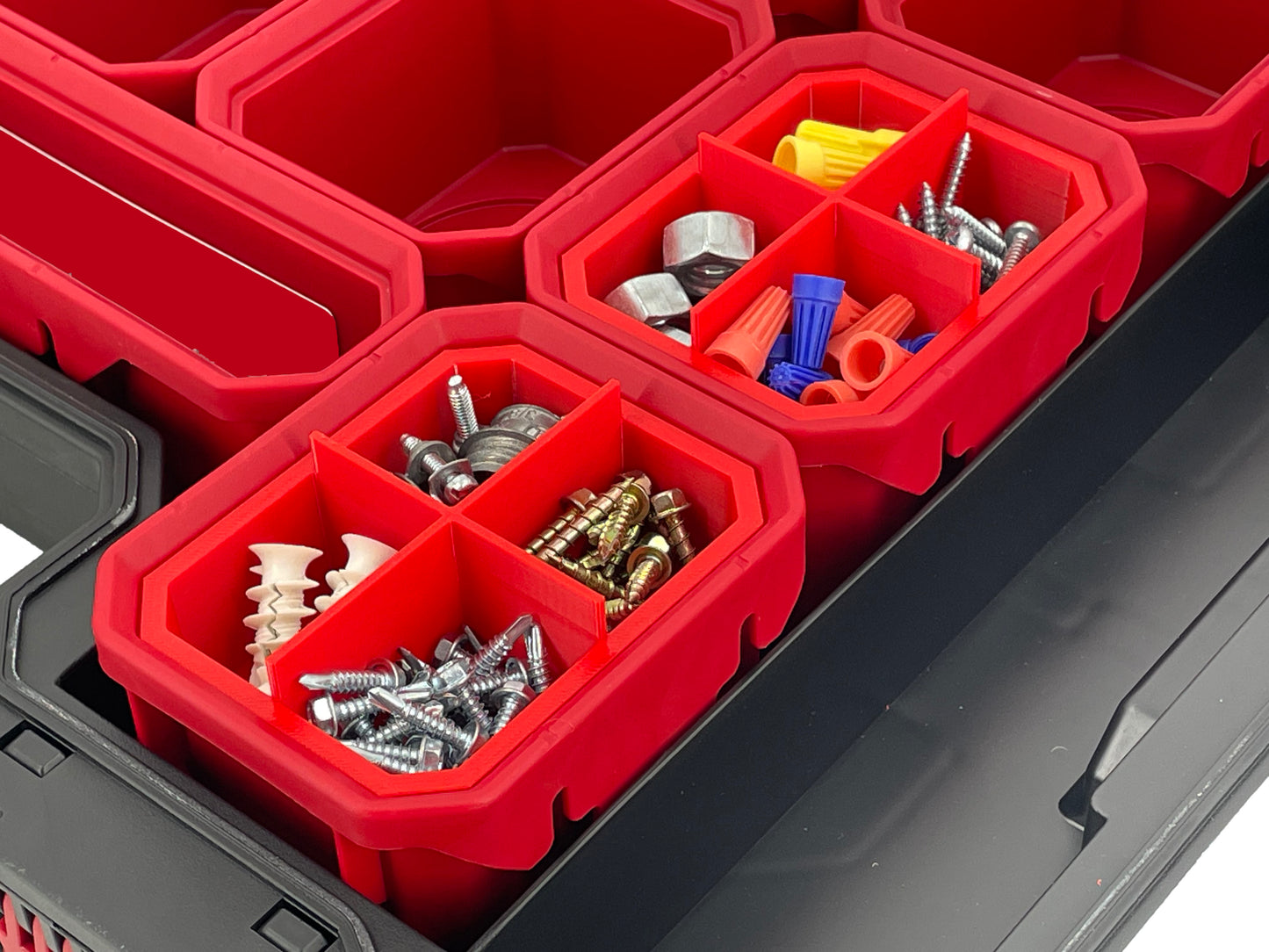Husky Build-Out Deep Organizer Compatible Small Nesting Bins - Red