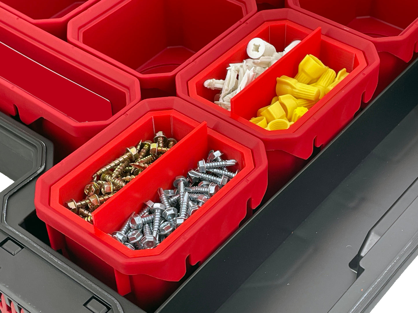 Husky Build-Out Deep Organizer Compatible Small Nesting Bins - Red