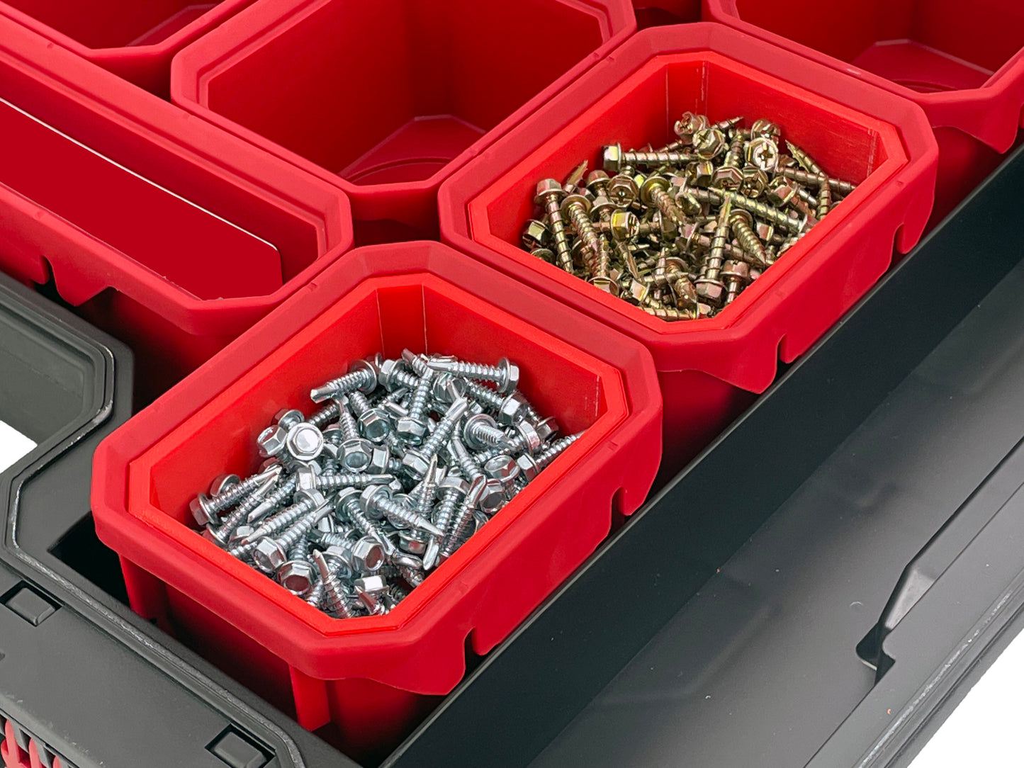 Husky Build-Out Deep Organizer Compatible Small Nesting Bins - Red