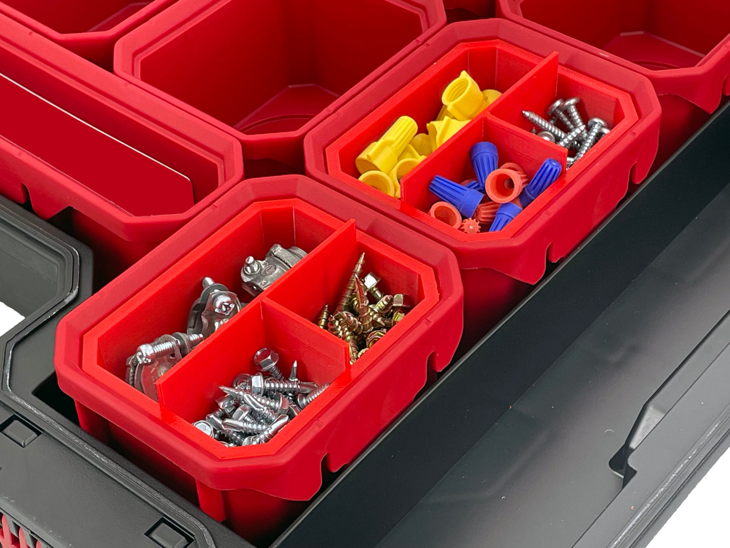 Husky Build-Out Deep Organizer Compatible Small Nesting Bins - Red