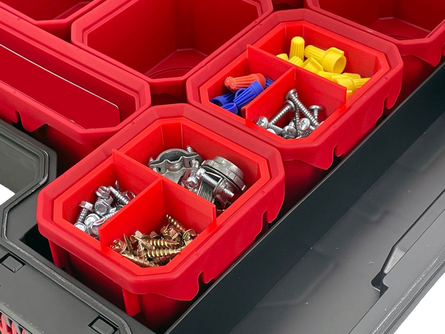 Husky Build-Out Deep Organizer Compatible Small Nesting Bins - Red