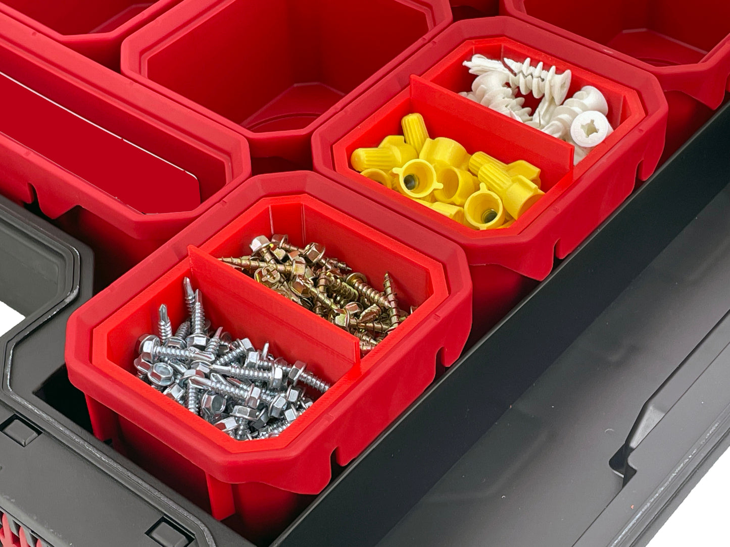 Husky Build-Out Deep Organizer Compatible Small Nesting Bins - Red