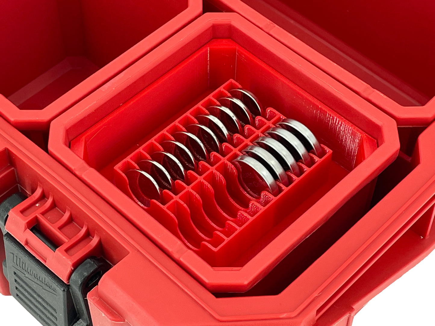 Milwaukee Jobsite Organizer Compatible AA AAA C D 9V BTN Square Battery Insert Bin