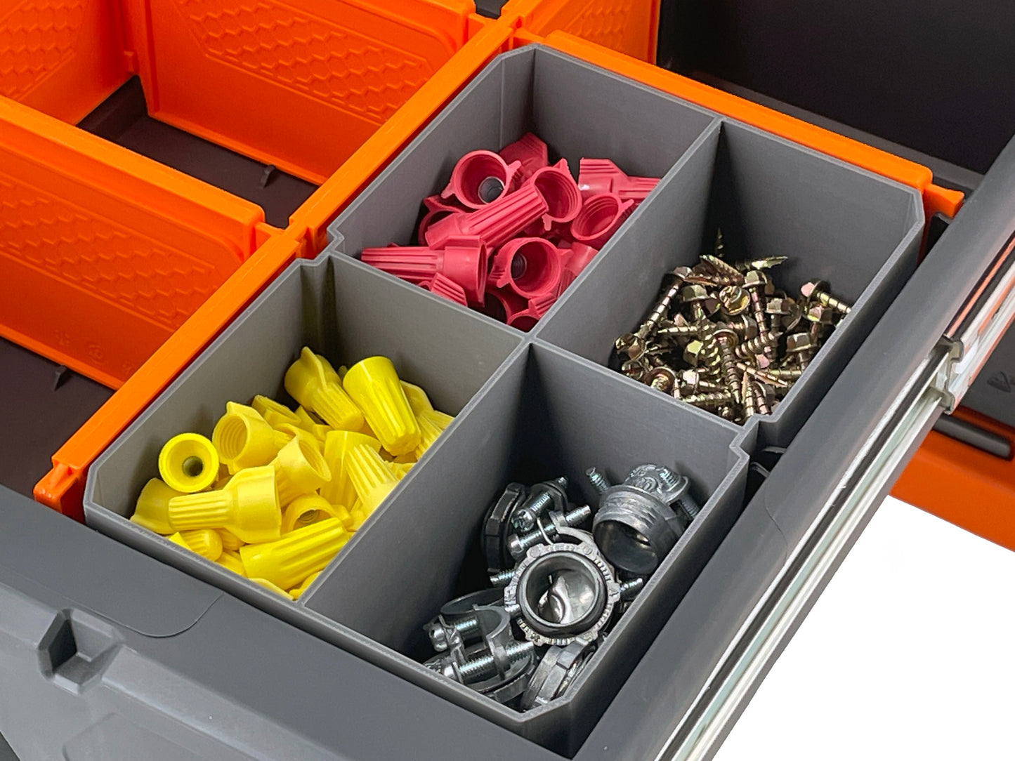 Klein Tools MODbox Three Drawer Toolbox Compatible Medium Nesting Bin - Gray