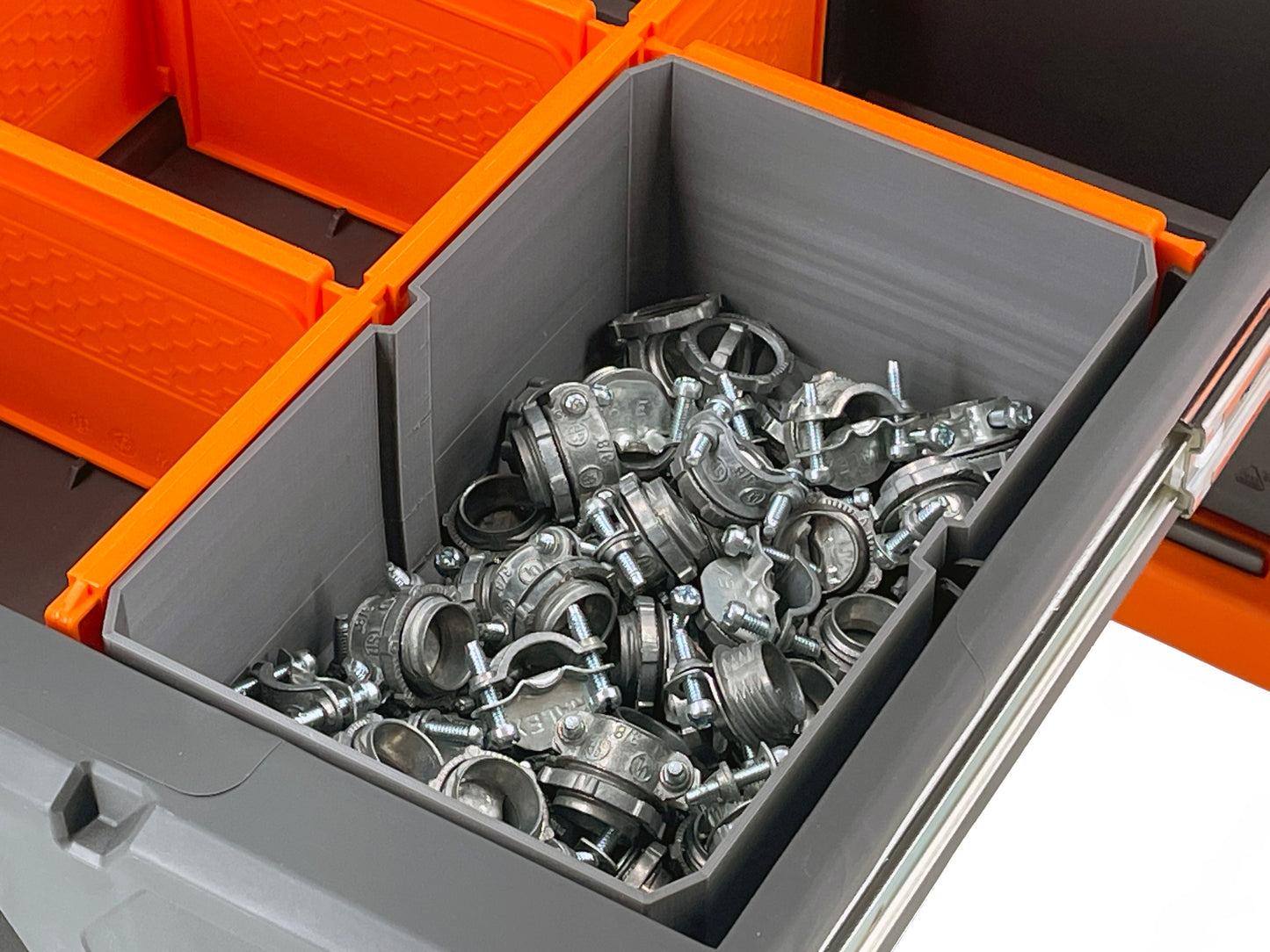 Klein Tools MODbox Three Drawer Toolbox Compatible Medium Nesting Bin - Gray
