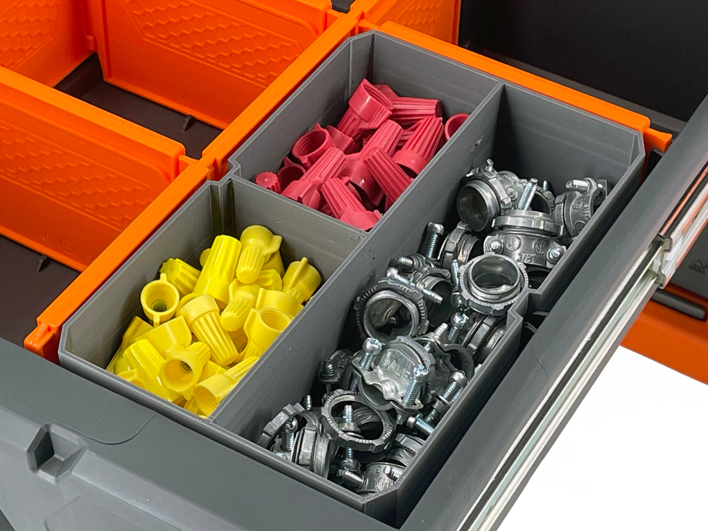 Klein Tools MODbox Three Drawer Toolbox Compatible Medium Nesting Bin - Gray