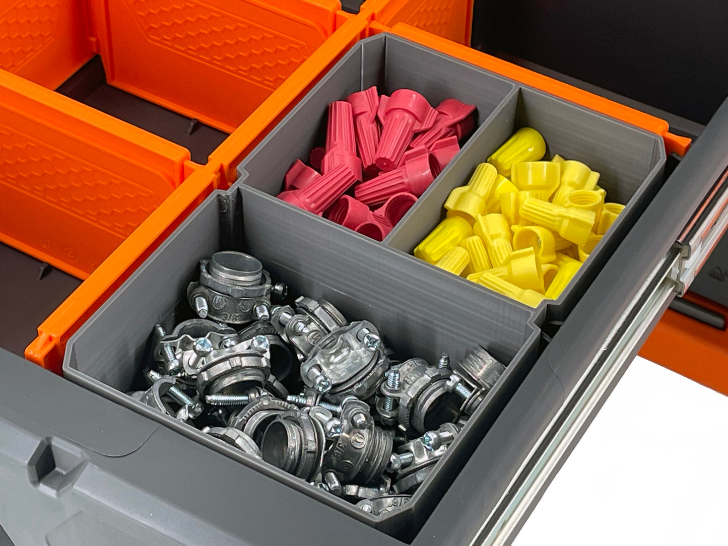 Klein Tools MODbox Three Drawer Toolbox Compatible Medium Nesting Bin - Gray