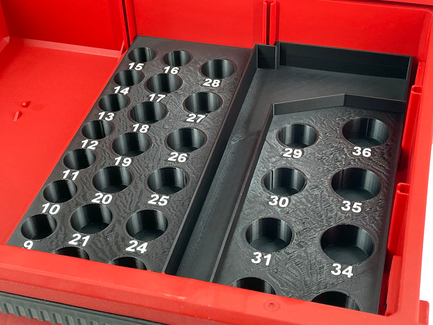 Milwaukee Packout 3 Drawer Tool Box Compatible 1/2" Drive Deep Socket Tray Insert - Black