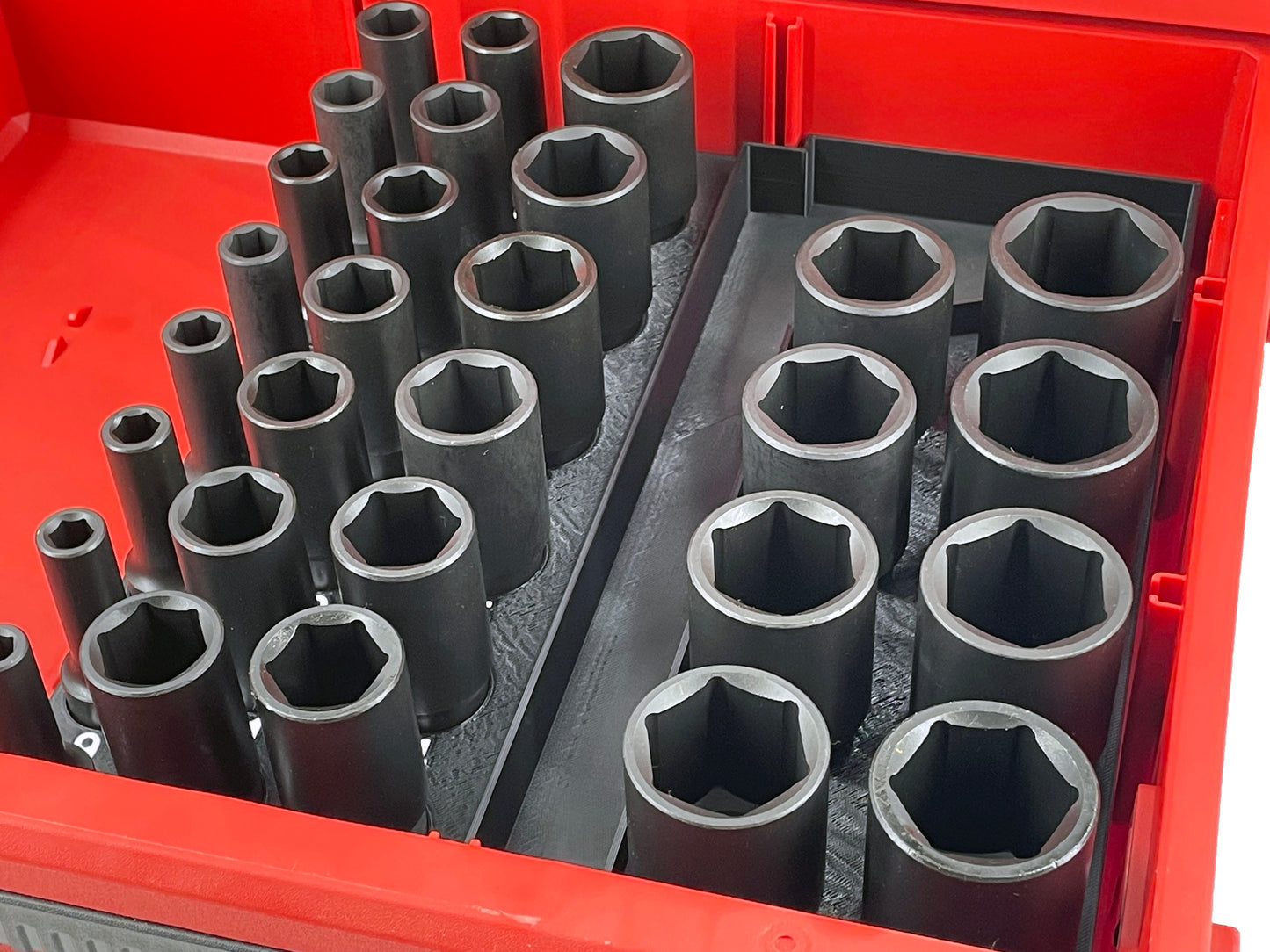 Milwaukee Packout 3 Drawer Tool Box Compatible 1/2" Drive Deep Socket Tray Insert - Black