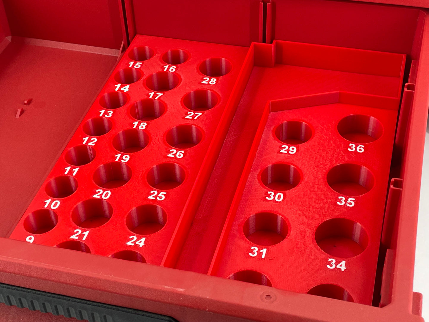 Milwaukee Packout 2 Drawer Tool Box Compatible 1/2" Drive Deep Socket Tray Insert - Red