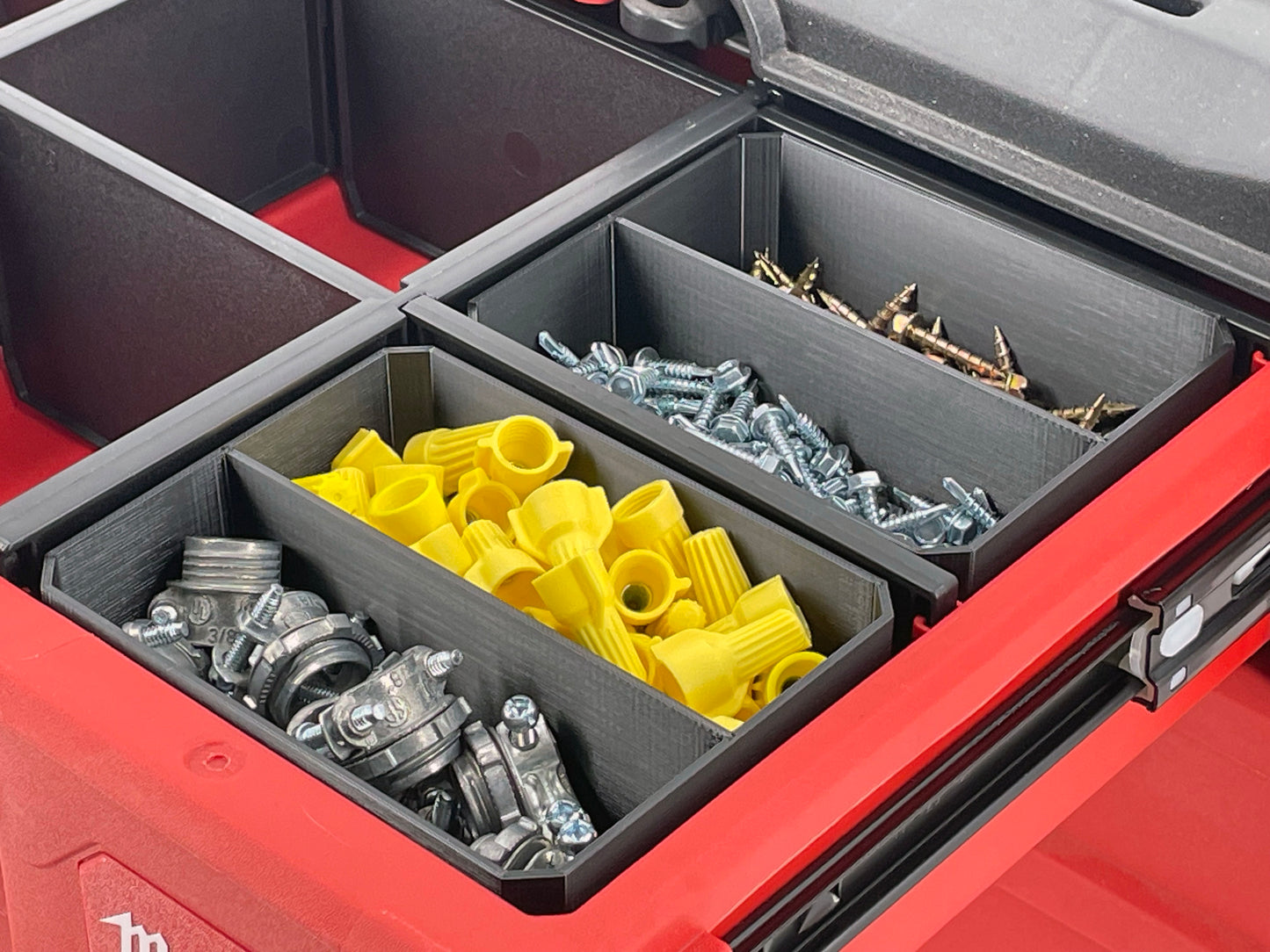 Milwaukee Packout 3-Drawer Tool Box Compatible Small Nesting Bins - Black