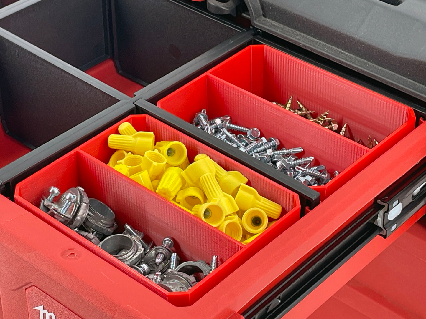 Milwaukee Packout 3-Drawer Tool Box Compatible Small Nesting Bins - Red