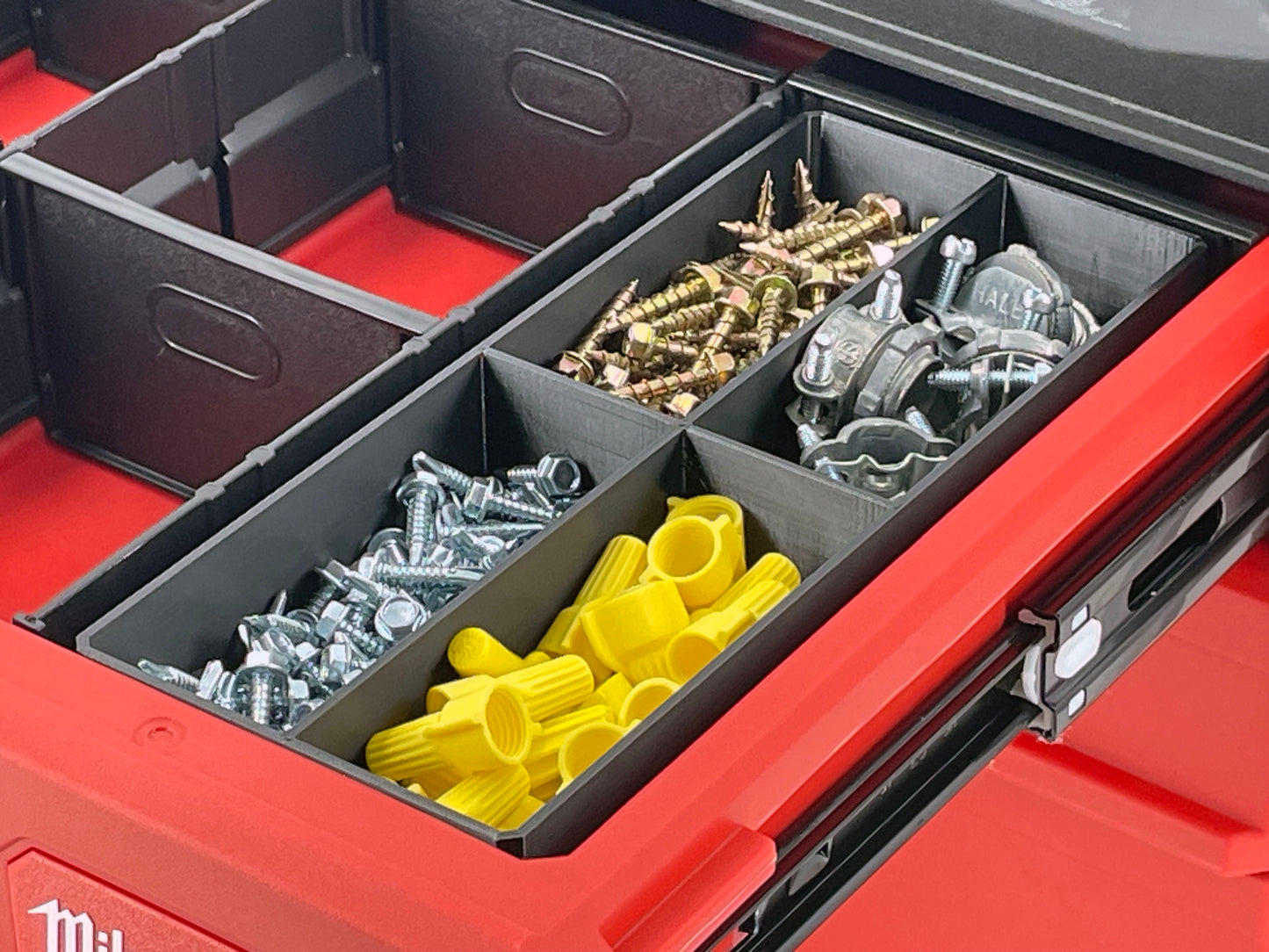 Milwaukee Packout Multi-Depth 3-Drawer (Upper) Tool Box Compatible Large Nesting Bins - Black