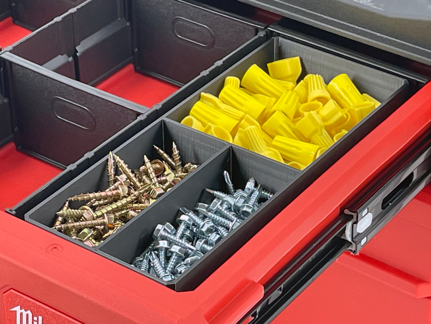 Milwaukee Packout 4-Drawer Tool Box Compatible Large Nesting Bins - Black