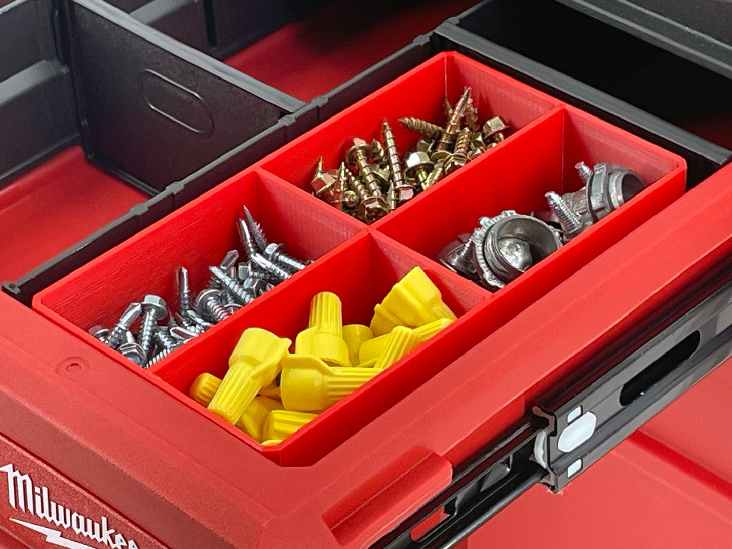 Milwaukee Packout Multi-Depth 3-Drawer (Upper) Tool Box Compatible Medium Nesting Bins - Red