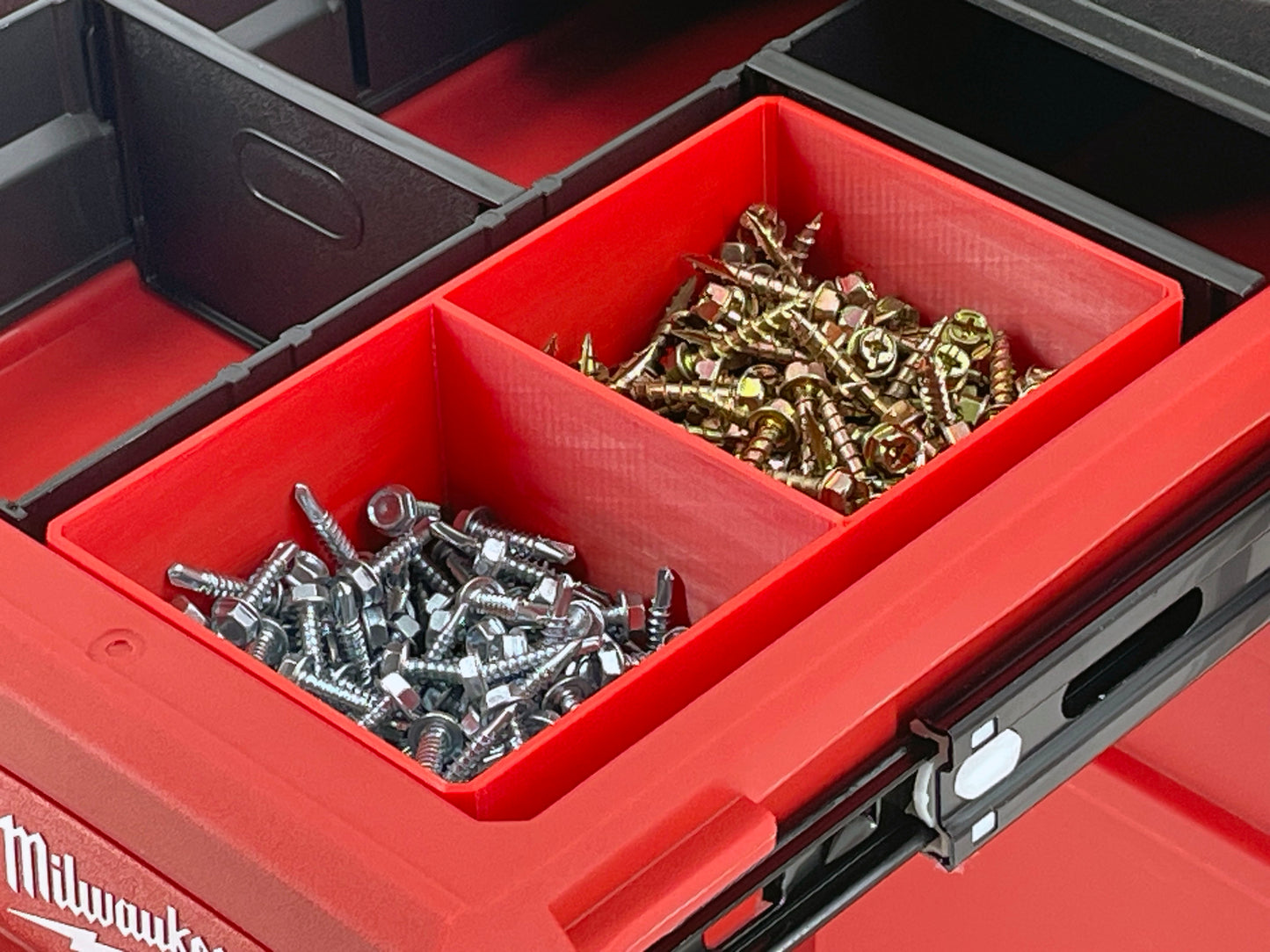 Milwaukee Packout Multi-Depth 3-Drawer (Upper) Tool Box Compatible Medium Nesting Bins - Red