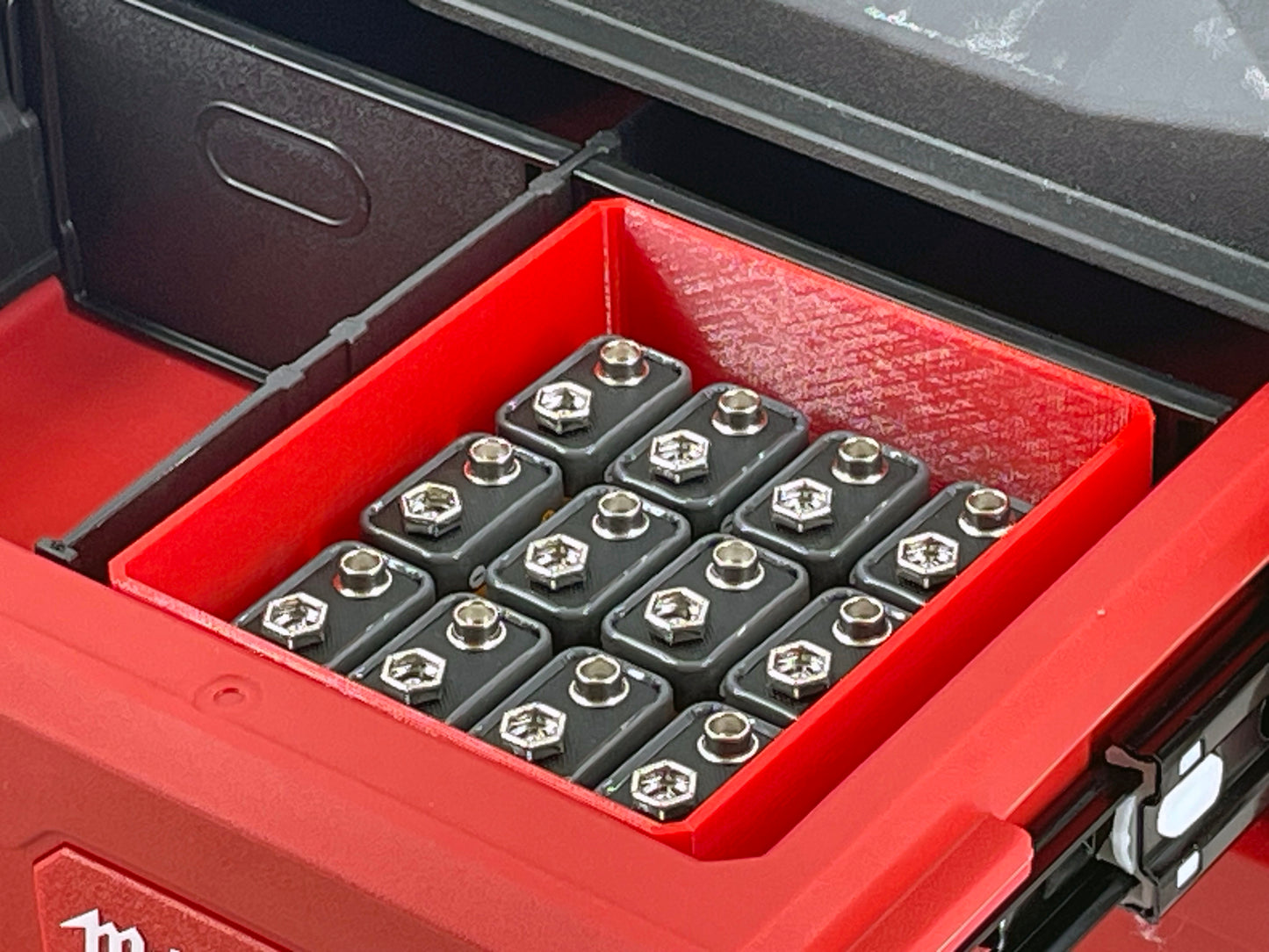 Milwaukee Packout 3 Drawer Tool Organizer Box Compatible Small AA AAA C D 9V Battery Insert Bin