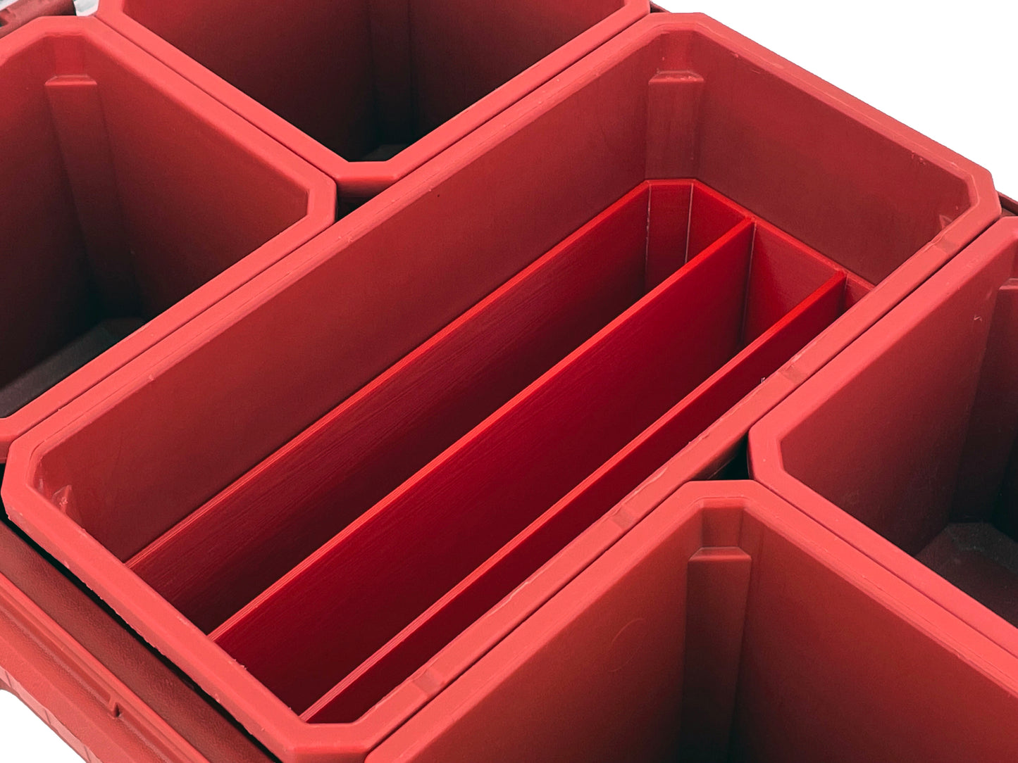 Milwaukee Packout Compact Organizer Compatible Long Nesting Bin Top and Bottom Set - Red