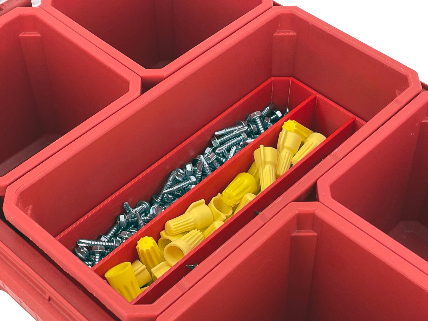 Milwaukee Packout Compact Organizer Compatible Long Nesting Bin Top and Bottom Set - Red