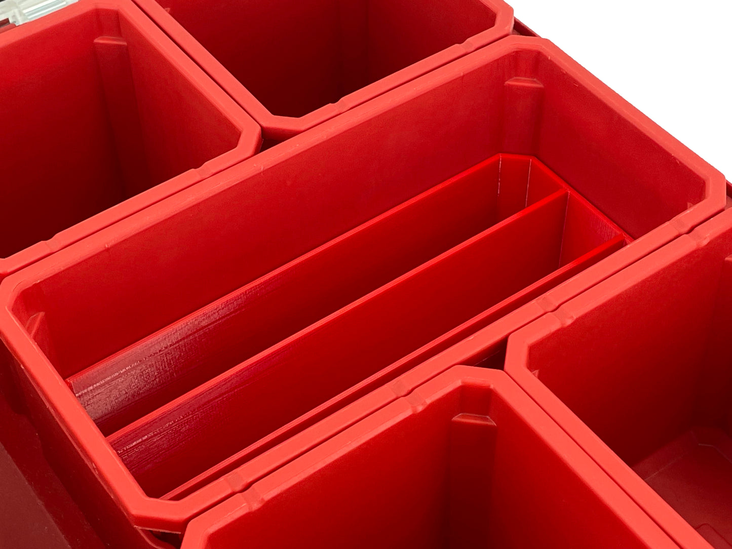 Milwaukee Packout Organizer Compatible Long Nesting Bin Top and Bottom Set - Red