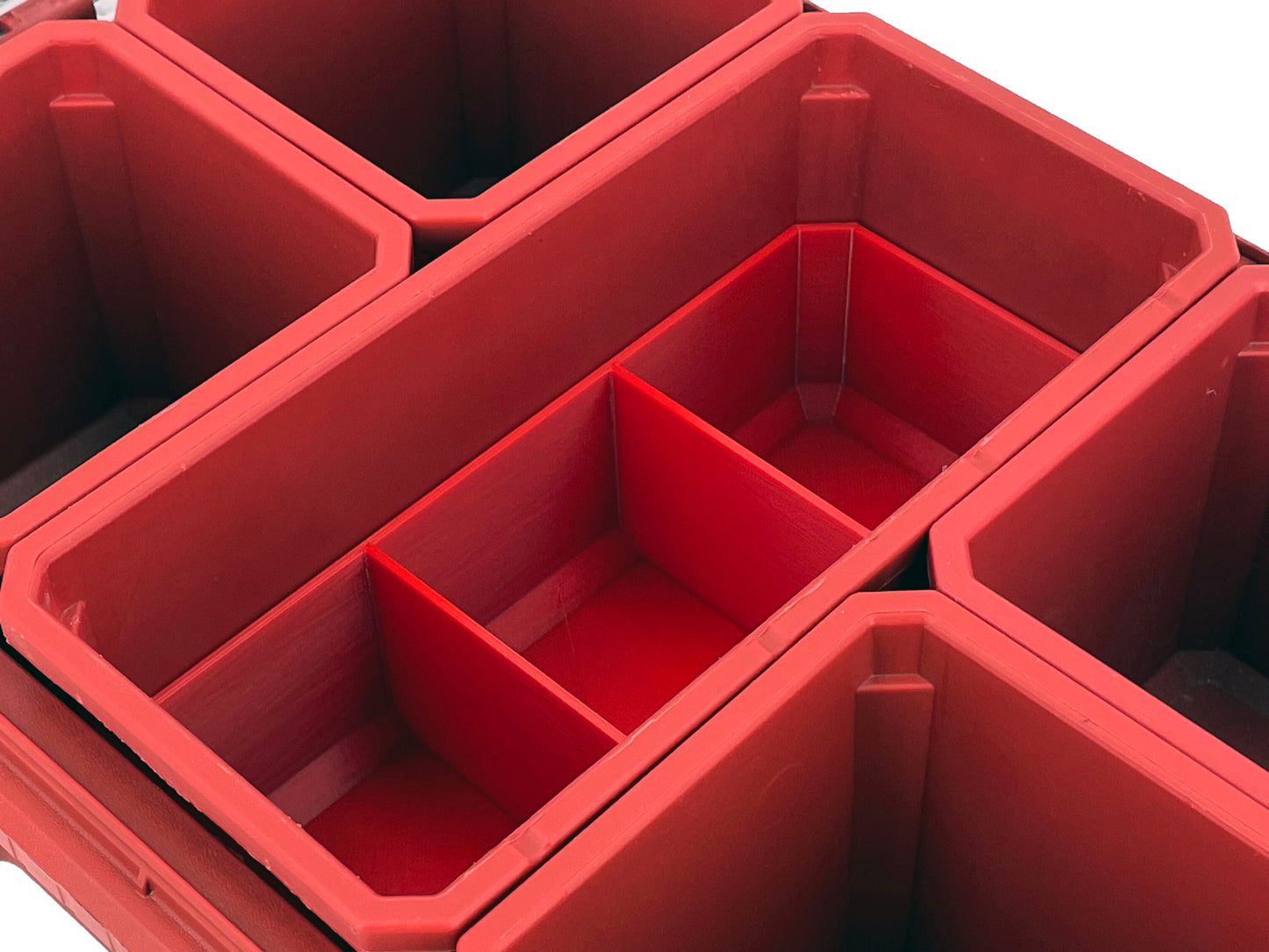 Milwaukee Packout Compact Organizer Compatible Long Nesting Bin Top and Bottom Set - Red