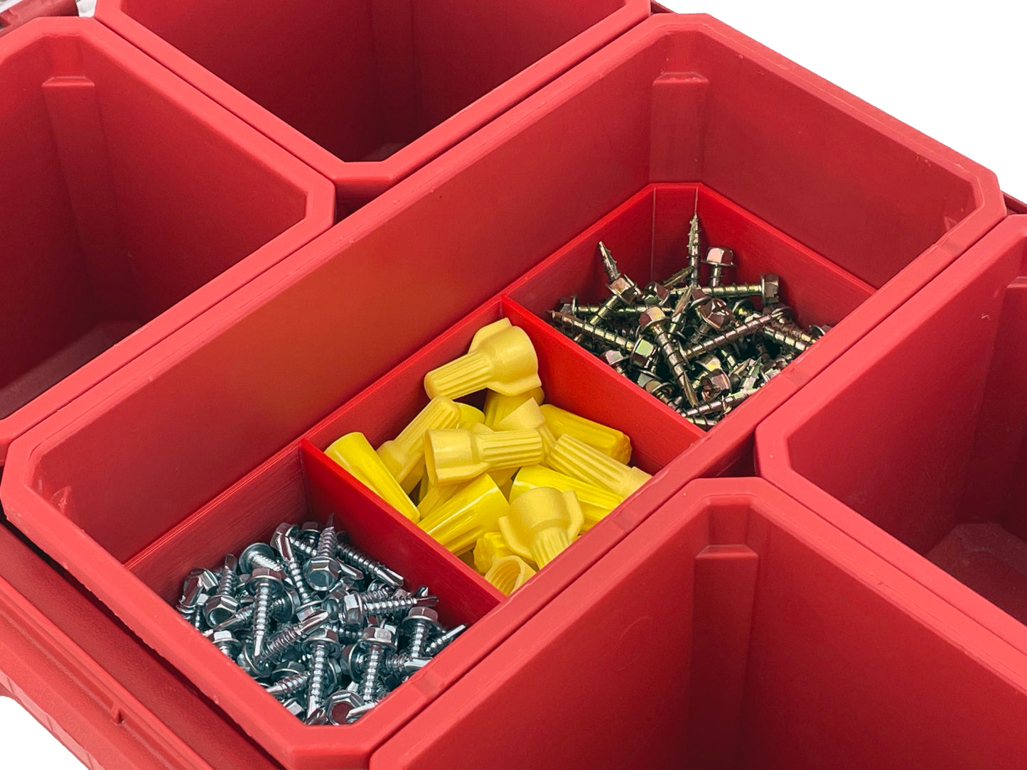 Milwaukee Packout Compact Organizer Compatible Long Nesting Bin Top and Bottom Set - Red