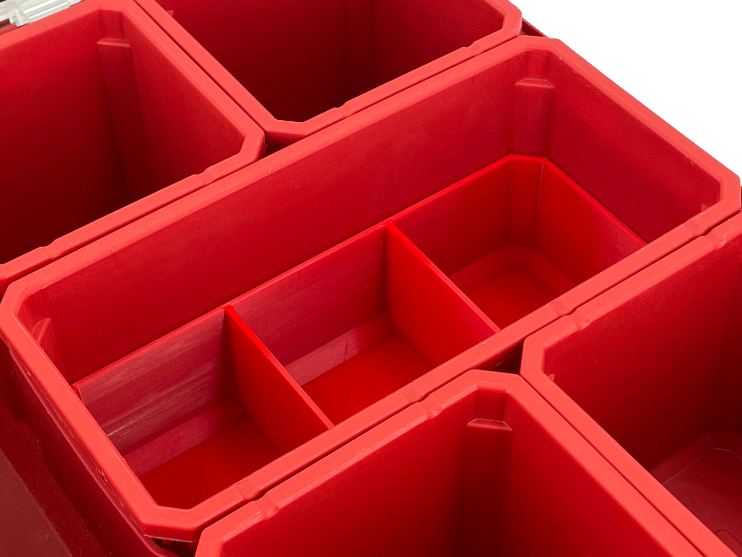 Milwaukee Packout Organizer Compatible Long Nesting Bin Top and Bottom Set - Red